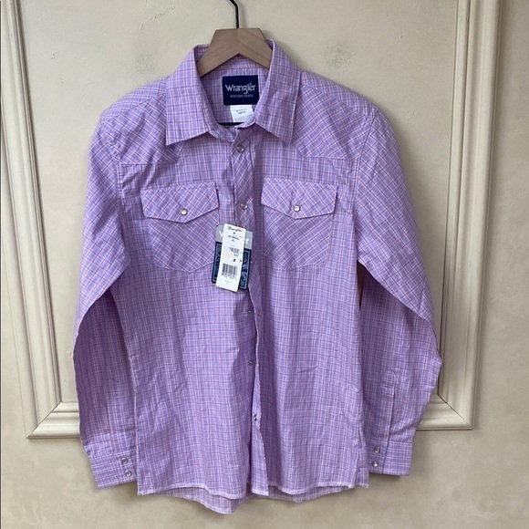 Wrangler Girls Pearl Snap Purple Plaid Western Shirt size XL 14/16 - Picture 1 of 4